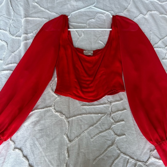 Urban Outfitters red long sleeve top (XS) - Picture 2 of 3